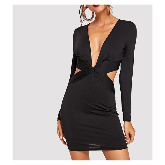 MBM Unlimited Dresses & Skirts - Black Bodycon Front Twist Cocktail Short Dress